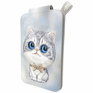 Nimmy New Big-Eye Cute Pets 2.0 Cat MagSafe-magneettikorttikotelo puhelimelle jalustalla – harmaa
