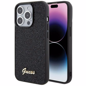 Guess Disco Metal Script Suojakuori iPhone 15 Pro:lle - musta