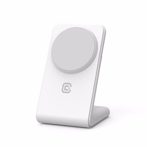 Crong MagSpot Stand 2-in-1 MagSafe-compatible wireless charger for iPhone and AirPods, white