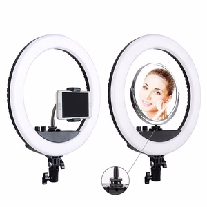LED-rengasvalaisin 34,5 cm jalustalla jopa 1,85 m, peili, puhelinkiinnike, USB