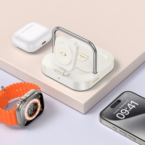 Langaton laturi Hoco 3in1 3A 5W Apple Watch -yhteensopiva CQ16A - maidonvalkoinen