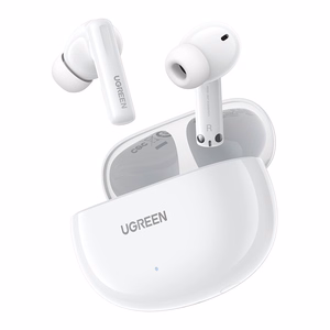 Ugreen HiTune T6 -langattomat kuulokkeet ANC-toiminnolla + USB-A - USB-C -kaapeli, valkoinen