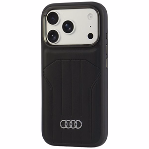 Audi -keinonahkasuojakuori laitteelle iPhone 18 Pro / 17 Pro, MagSafe-yhteensopiva – musta