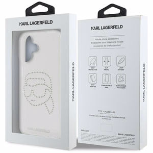 Karl Lagerfeld IML Rhinestones Karl Head Case for iPhone 16 Clear