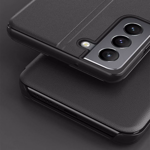 Eco Leather View Case tyylikäs kotelo, jossa on kääntyvä kansi ja jalusta-toiminto Samsung Galaxy S22 + (S22 Plus) sininen