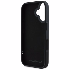 Karl Lagerfeld HC 3D Rubber Double Heads Suojakuori iPhone 16:lle - musta