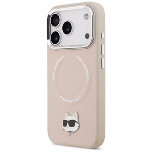 Karl Lagerfeld Choupette Pin MagSafe Suojakuori iPhone 17 Pro Max:lle - Vaaleanpunainen