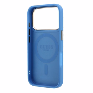 Guess PU 4G Ring Stand MagSafe -suojakuori Apple iPhone 18 Pro -puhelimelle, sininen