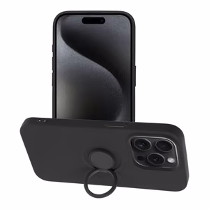 Silikoninen Suojakuori Renkaalla iPhone 15 PRO:lle musta