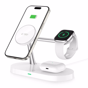 Tech-Protect A12 3in1 MagSafe Inductive Charger for Smartphone/Headphones/Smartwatch - White