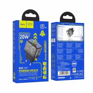Puhelinlaturi Hoco USB A + USB C QC3.0 PD 3A 20W N34 läpinäkyvä