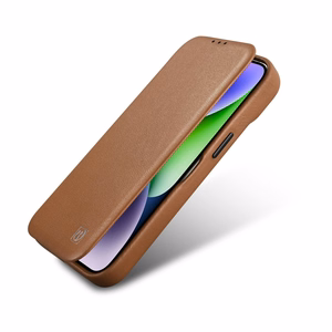 iCarer CE Premium Leather Folio Case iPhone 14 Pro Magneettinen Flip Leather Folio Case MagSafe ruskea (WMI14220714-BN)