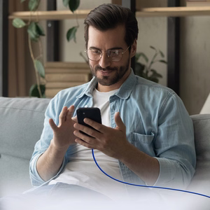 SBS TECABLETISSUETCCB USB-C - USB-C 1,5m 60W punottu kaapeli - sininen