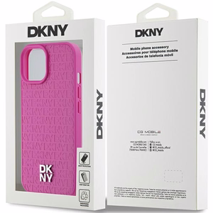 DKNY Nahkainen Kuvio Metallinen Logo MagSafe Suojakuori iPhone 15 / 14 / 13:lle - vaaleanpunainen