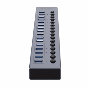 Orico BT2U3-16AB Keskitin 16x USB-A 3.0 kytkimillä - harmaa