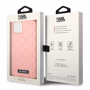 Karl Lagerfeld 3D Monogrammi kotelo iPhone 14 Plus - vaaleanpunainen