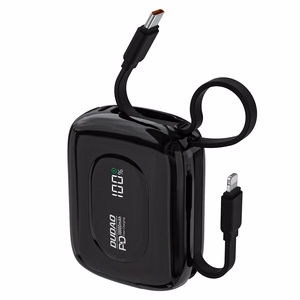 Dudao K32 22.5W 10000mAh Varavirtalähde Sisäänrakennetulla USB-C / Lightning Kaapelilla - Musta