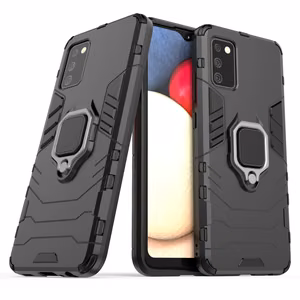 Ring Armor kova hybridi tapauksessa kansi + magneettinen pidike Samsung Galaxy A03s (166.5) musta