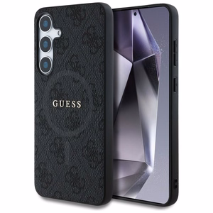 Guess Leather 4G Colored Ring Classic Logo MagSafe -suojakuori Samsung Galaxy S25 musta
