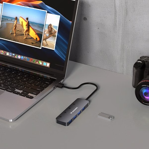 USB-A Hub Wozinsky WHS080YSS 4 x USB-A 3.0 with individual switches, aluminum, with 30 cm cable - gray