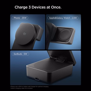 Spigen Essential Qi2.2 25W 3in1 MagSafe Magneettinen Langaton Laturi - Musta