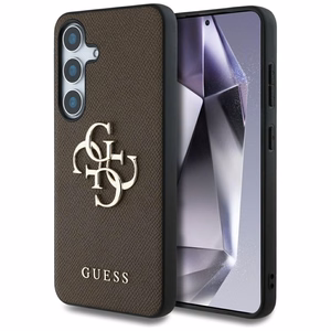 GUESS HC PU Grained Big 4G and Classic Logo Suojakuori Samsung Galaxy S25 Ruskea