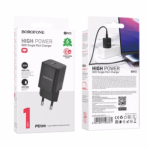 Borofone Wall charger BN13 Safety GaN - Type C - PD 30W black