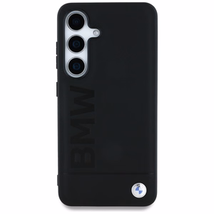 BMW Nahkainen Big Wordmark Suojakuori Samsung Galaxy S25:lle - musta