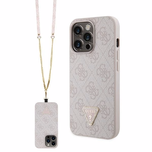 Guess GUHCP13LP4TDSCPP Suojakuori iPhone 13 Pro / 13:lle - vaaleanpunainen Crossbody 4G Metal Logo