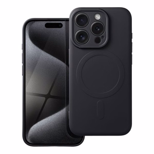 Silikoninen Mag Cover iPhone 15 PRO:lle yhteensopiva MagSafen kanssa musta