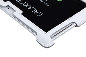 Aidosta nahasta valmistettu Samsung Galaxy Tab P5100 -suojakotelo, valkoinen