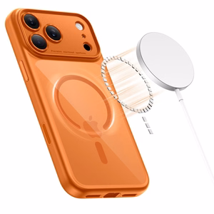 Tech-Protect Magpeak MagSafe CC Suojakuori iPhone 17 Pro Max:lle - Läpinäkyvä oranssi