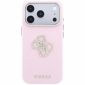 Guess Smooth & Big Strass Logo -suojakuori iPhone 18 Pro / 17 Pro – vaaleanpunainen