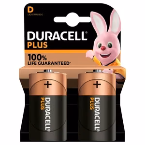 Duracell Plus MN1300 – alkaline D batteries, 2-pack