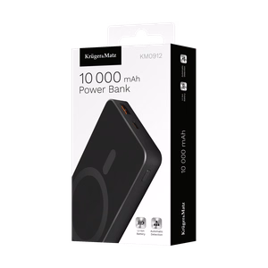 Krüger&Matz magneettinen langaton varavirtalähde, 10000 mAh, musta