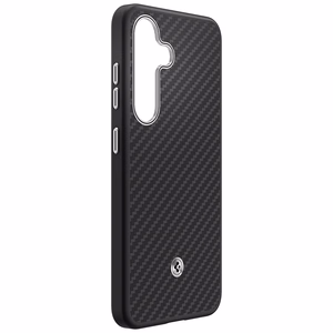 Samsung Enzo Aramid Case -suojakuori Samsung Galaxy S25+ -mallille, musta-hopea