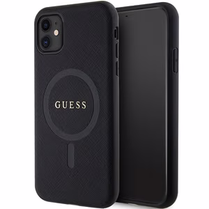 Guess GUHMN61PSAHMCK Suojakuori iPhone 11 / Xr:lle - musta Saffiano MagSafe