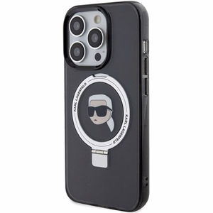 Karl Lagerfeld KLHMP15XHMRSKHK iPhone 15 Pro Max 6.7 musta/musta kovakuori Ring Stand Karl Head MagSafe