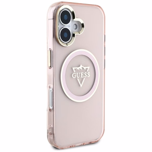 Guess IML Metal Mountain Logo MagSafe iPhone 16 Suojakuori - vaaleanpunainen