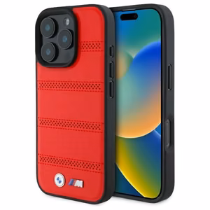 BMW M Perforated And Stitched Line MagSafe Suojakuori iPhone 16 Pro Max:lle - Punainen