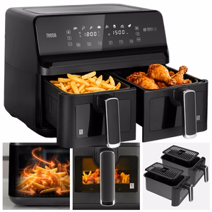 TEESA AIR FRYER DUAL POT XXL -kiertoilmakypsennin, 8 l, 2700 W