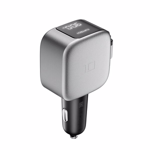 Cuktech CC903P car charger 100 W, with display and 70 cm retractable USB-C cable – gray