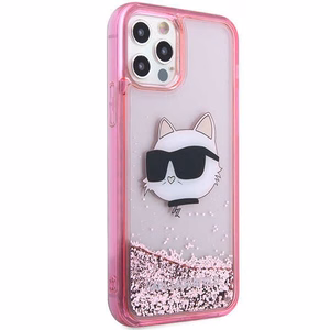 Karl Lagerfeld KLHCP12MLNCHCP iPhone 12 / 12 Pro 6.1" vaaleanpunainen/vaaleanpunainen kovakuori Glitter Choupette Head
