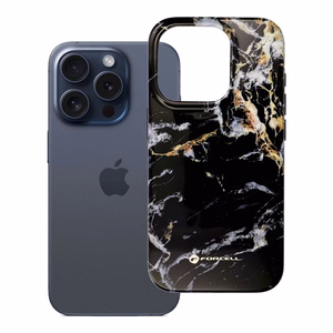 Suojakuori iPhone 15 PRO:lle Forcell F-Protect Mirage MagSafe-yhteensopiva Military Drop-Test musta marmori