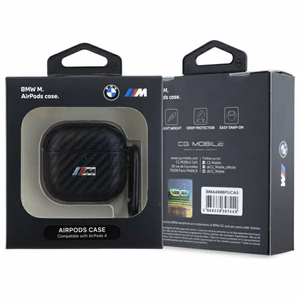 BMW BMA4CMPUCA AirPods 4 Suojakuori Musta/Musta PU Carbon M Collection