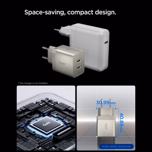 Spigen Essential EE472EU-GAN 2-porttinen 47 W seinälaturi – titaanin värinen