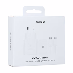 Laturi Samsung EP-T4511XWEGEU 45W USB-C + USB-C / USB-C -kaapeli 1.8 m, valkoinen