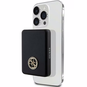 Guess MagSafe 4G Strassed Metal Logo induktio power bank 5W 3000mAh - musta