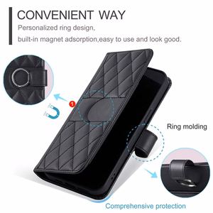 Samsung Galaxy A37 5G Leather Wallet Case with Stand and Shoulder Strap - Black