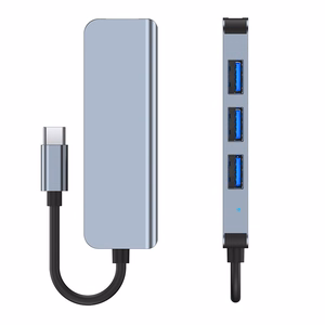 HUB Tech-Protect V1 4in1 USB-C - 3x USB-A 2.0 / USB-A 3.0 - harmaa